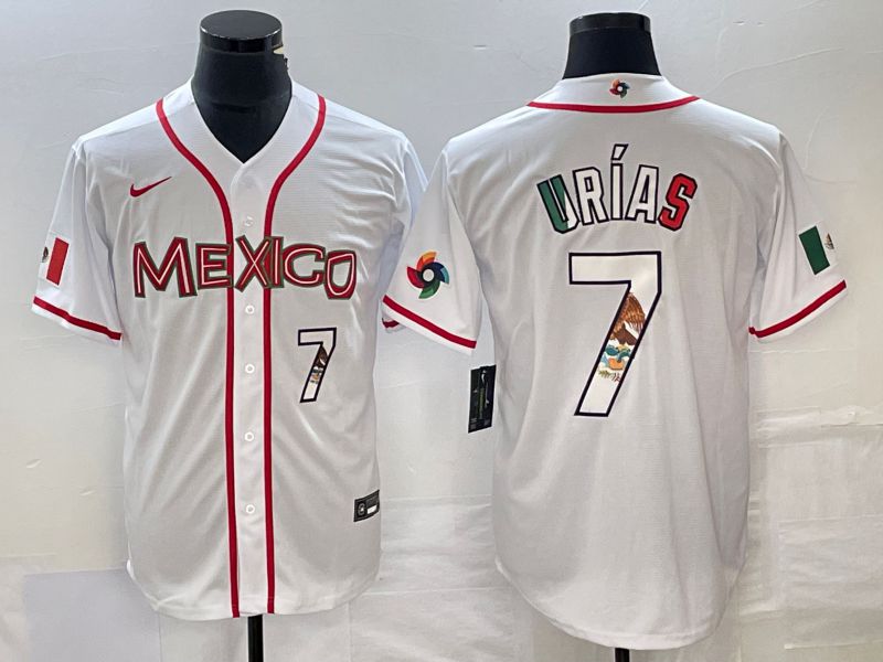 Men 2023 World Cub Mexico #7 Urias White Nike MLB Jersey65